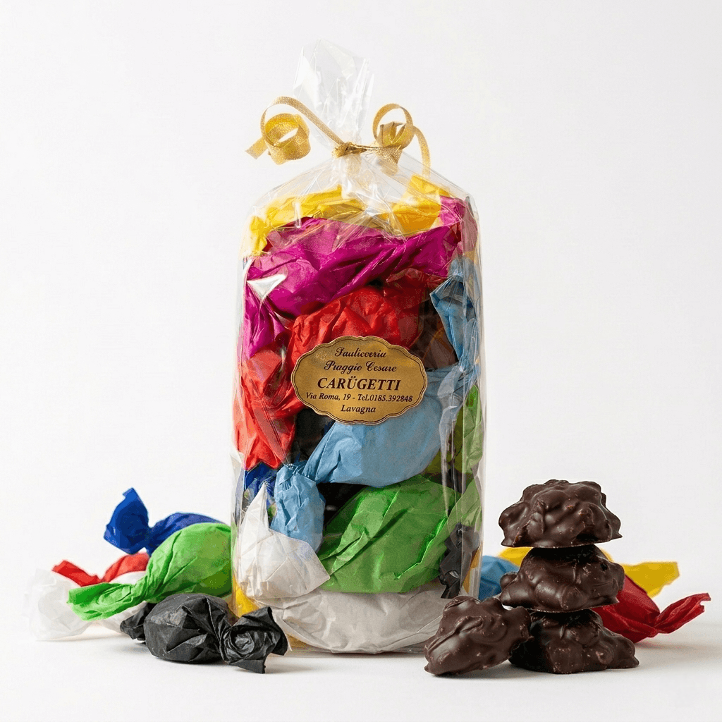 Carugetti™ dolci artigianali liguri — nocciole Tonda Gentile piemontese e cioccolato fondente, naturalmente senza glutine